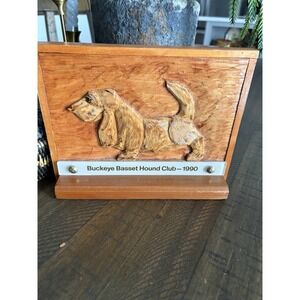 VTG‎ 1990's Wooden Carved Buckeye Basset Hound Club Dog Trophy Award 3rd Place